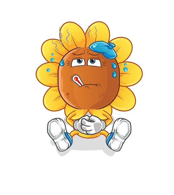 Vector sunflower head cartoon sick vector cartoon character