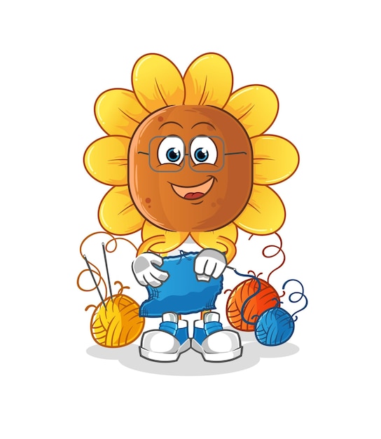 sunflower head cartoon tailor mascot cartoon vector