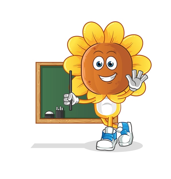 sunflower head cartoon teacher vector cartoon character