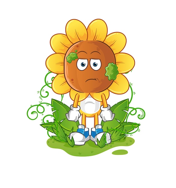 Sunflower head cartoon waiting too long mascot cartoon vector