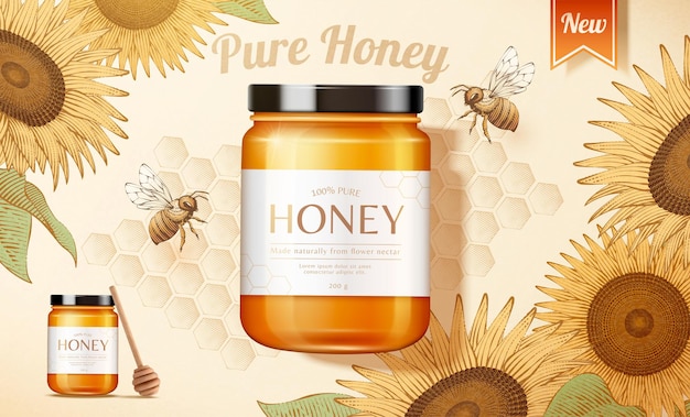 Sunflower honey ad banner