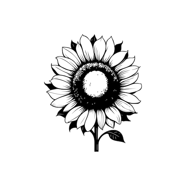 Sunflower Icon hand draw black colour thanksgiving day logo vector element and symbol