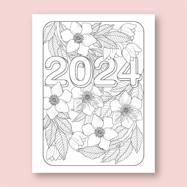 Vettore sunflower line art hand made 2024 disegni pagine da colorare per bambini e adulti