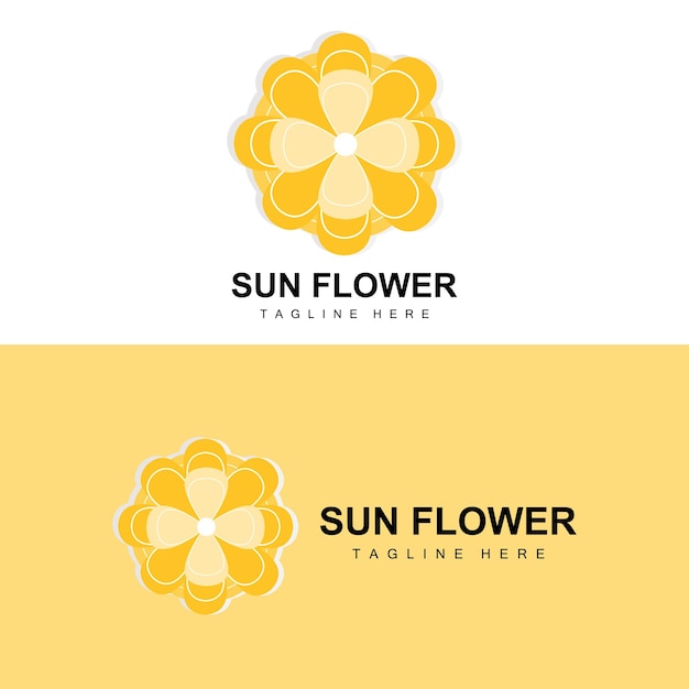 해바라기 로고 디자인 장식 식물 정원 식물 아이콘 벡터 회사 제품 브랜드