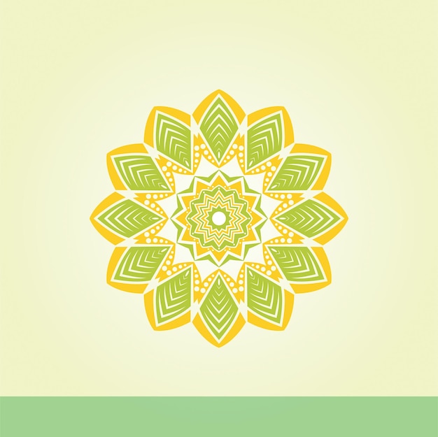 Girasole logo icona mandala con colore verde. logo icona mandala fiore verde.