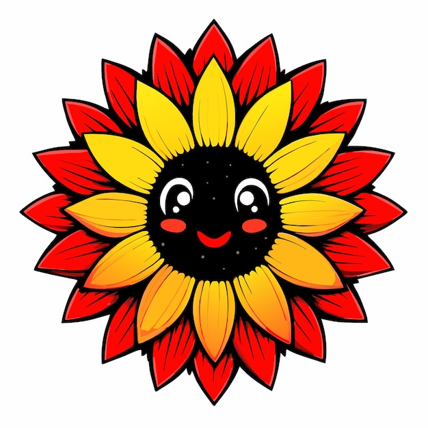 Sunflower mandala style hand drawn cartoon sticker icon concept isolated illustration