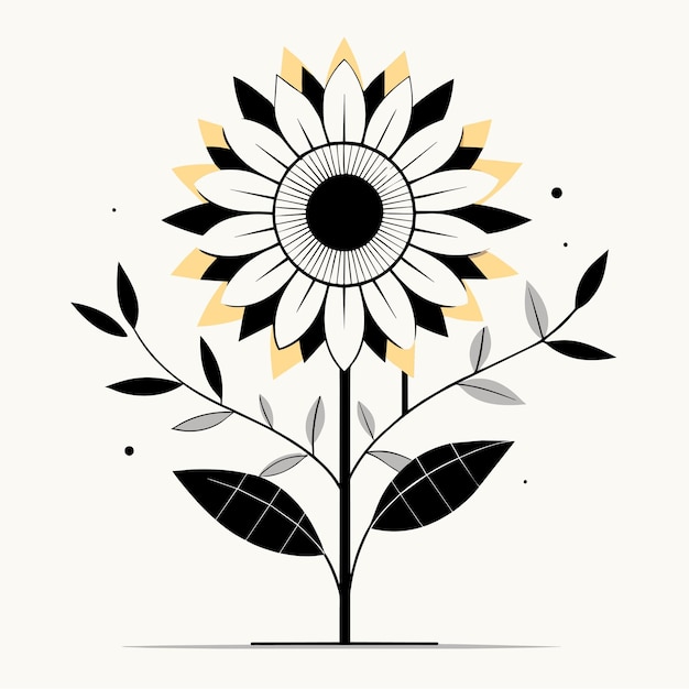 Sunflower mandala style hand drawn cartoon sticker icon concept isolated illustration