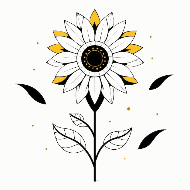 Sunflower mandala style hand drawn cartoon sticker icon concept isolated illustration