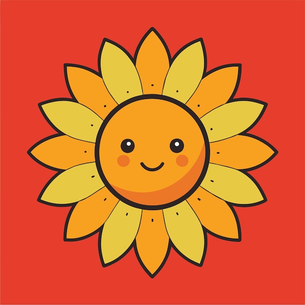 Sunflower mandala style hand drawn cartoon sticker icon concept isolated illustration