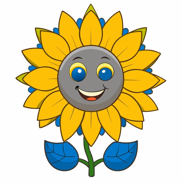 Vector sunflower mandala style hand drawn cartoon sticker icon concept isolated illustration