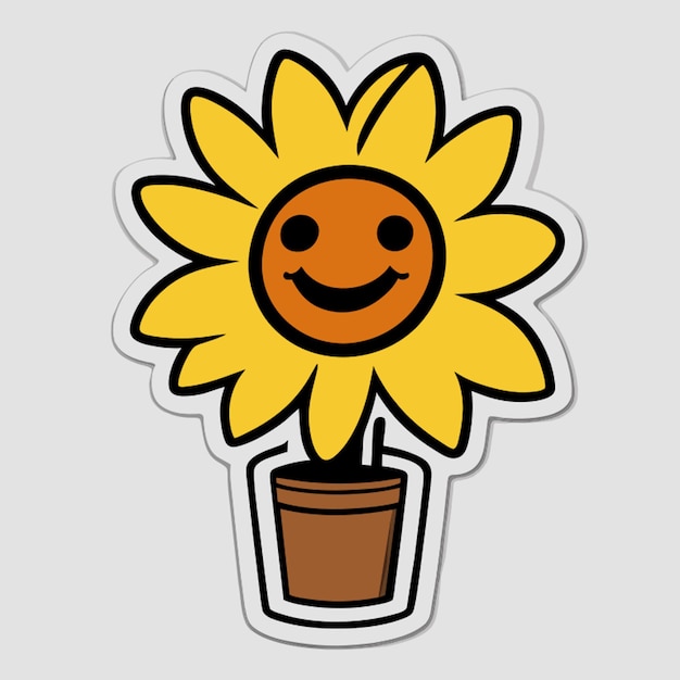 sunflower minimal sticker vector illustration cartoon