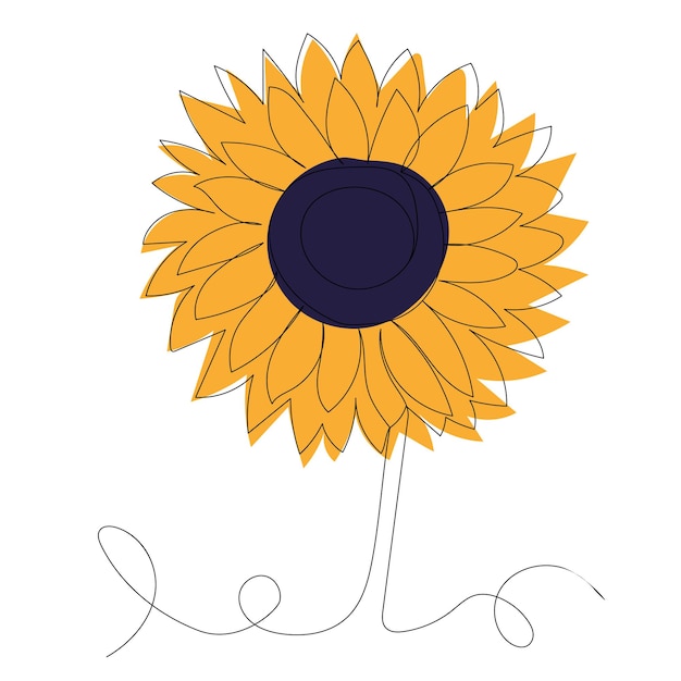 Sunflower outline in one line