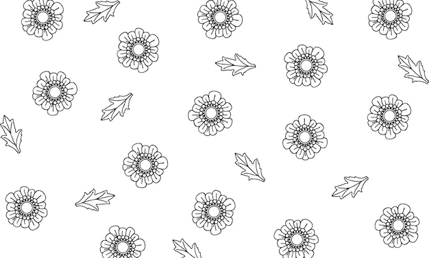 Vector sunflower pattern line art vector background