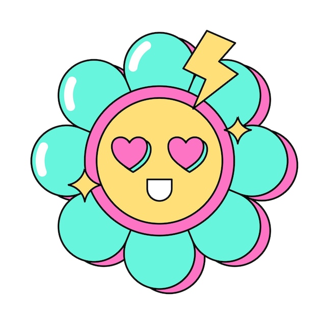 Vector sunflower retro sticker