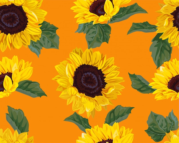 Sunflower seamless pattern