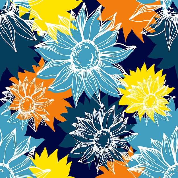 Sunflower seamless patterns