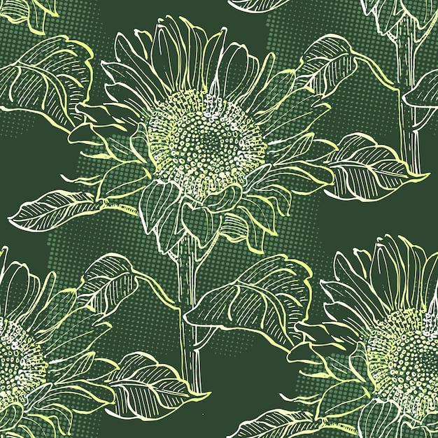 Sunflower seamless patterns