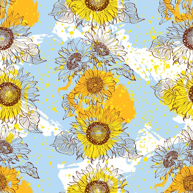 Sunflower seamless patterns