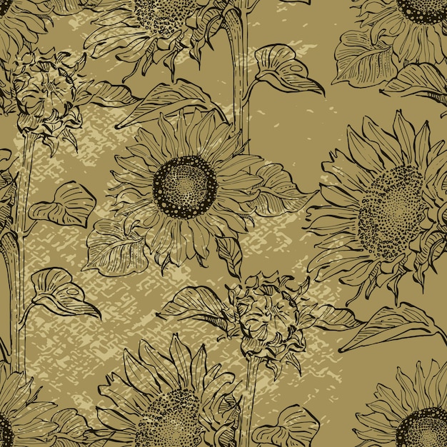 Sunflower seamless patterns