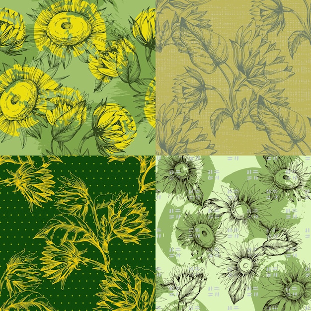 Sunflower seamless patterns