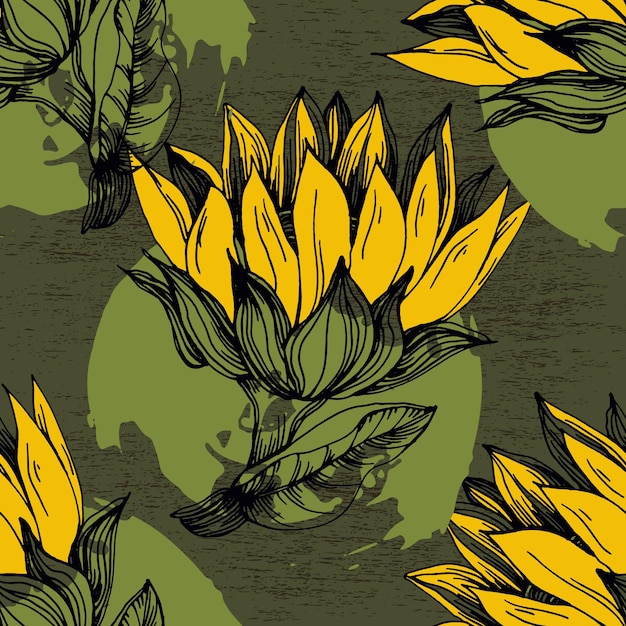 Sunflower seamless patterns