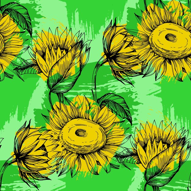 Sunflower seamless patterns