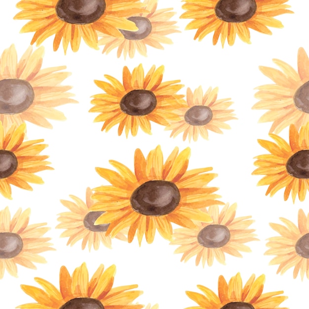 Premium Vector | Sunflower seamless vector pattern on white handdrawn ...