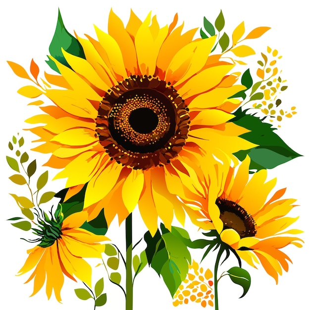 Vector sunflower vector on clean white background