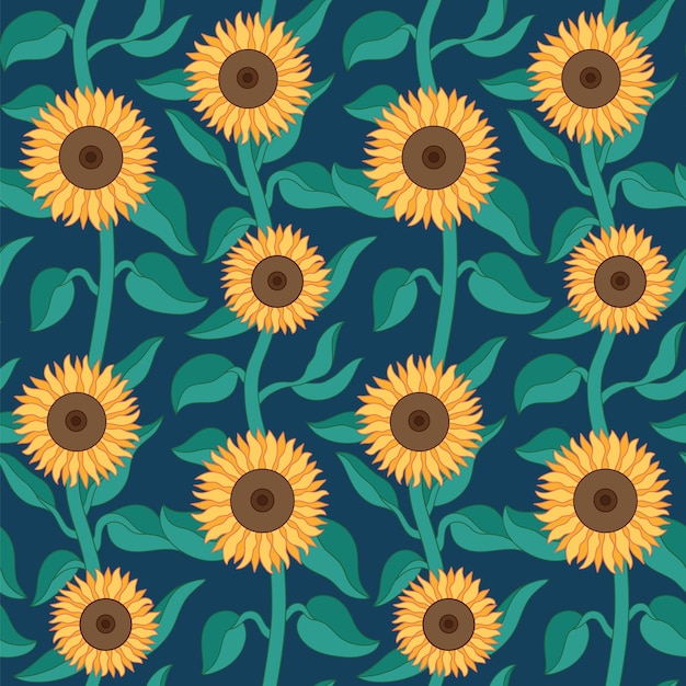 Sunflower vector seamless pattern design