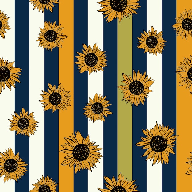 Sunflower vintage seamless pattern for crafting scrapbook fabric textiles