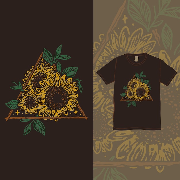 The sunflower vintage tattoo style illustration