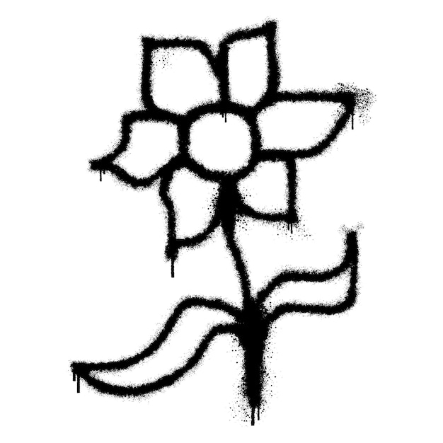 Vector sunflower with black spray paint