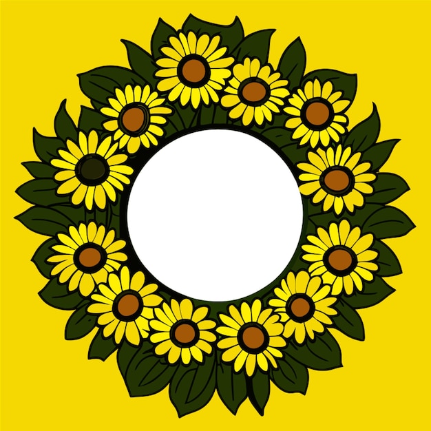 sunflower wreath vector illustration cartoon