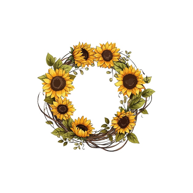 Sunflower Wreath Vector illustration design