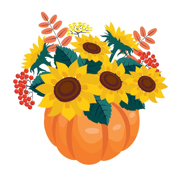 Sunflowers bunch pumpkin