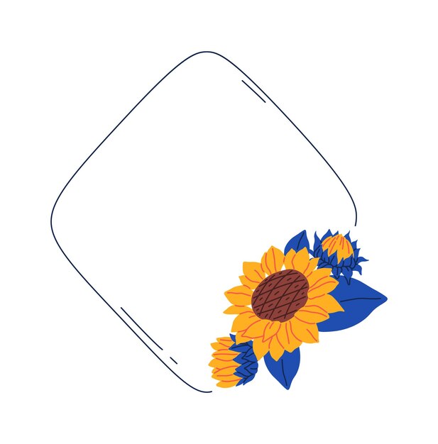 Vector sunflowers square frame