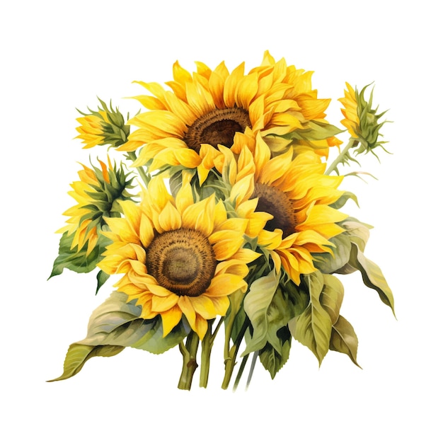 Sunflowers on a white background