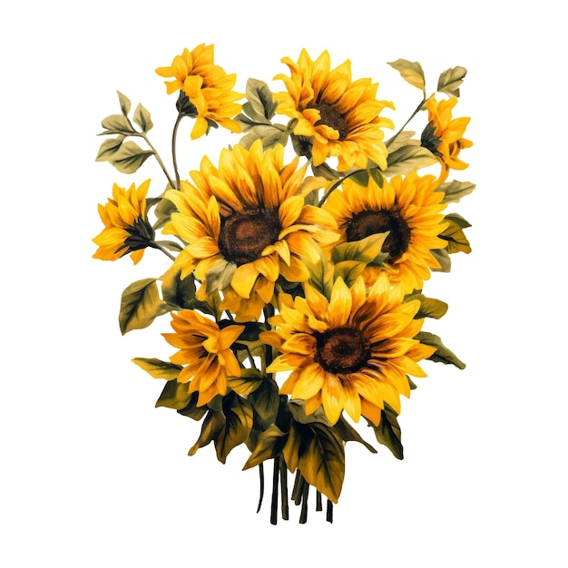 Vector sunflowers on a white background