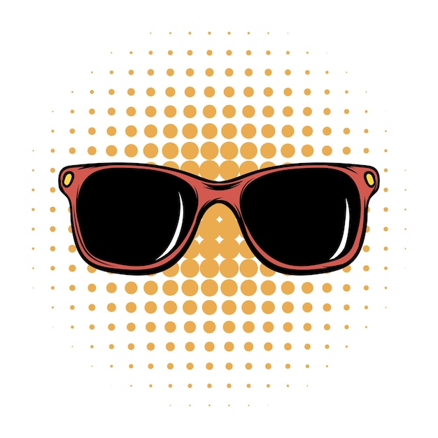 Vector sunglasses comics icon on a white background