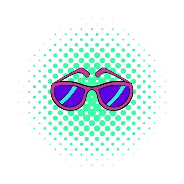 Sunglasses icon in comics style isolated on white background