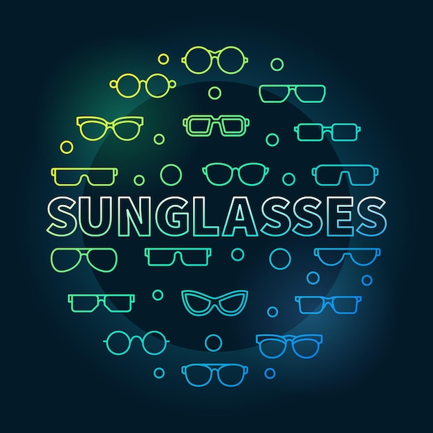 Vector sunglasses round colored illustration - vector concept banner