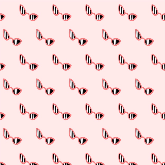 ピンクの背景にサングラスシームレスパターン生地のパターンデザイン