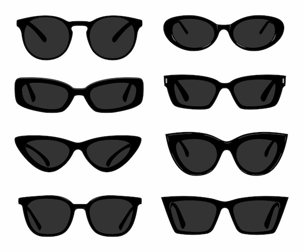 Sunglasses technical fashion illustration sunglasses vector template silhouette front view