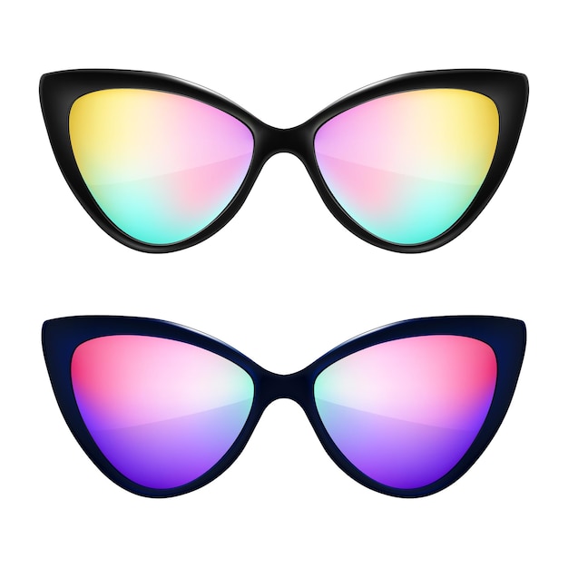 Sunglasses with cat eye rim Trendy retro sunglasses Fashionable eyeglasses vector illustration