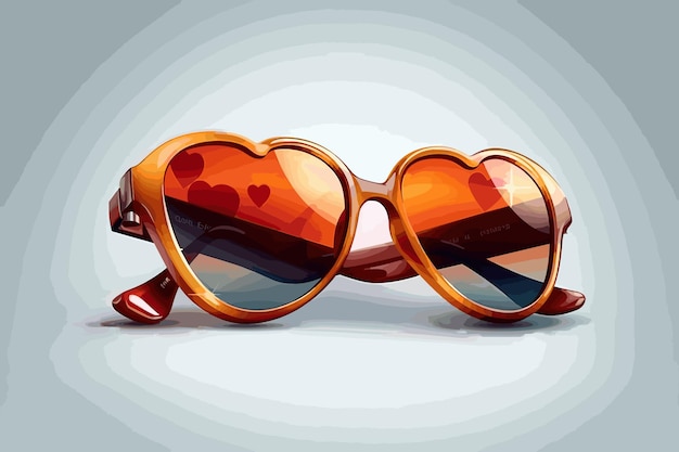 Солнцезащитные очки с векторной иллюстрацией акварельной живописи сердца