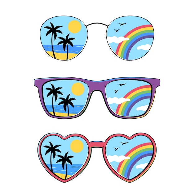 Vector sunglasses with summer view