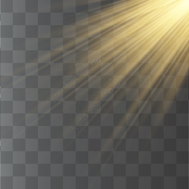 Vector sunlight rays, yellow special effect with rays of light.