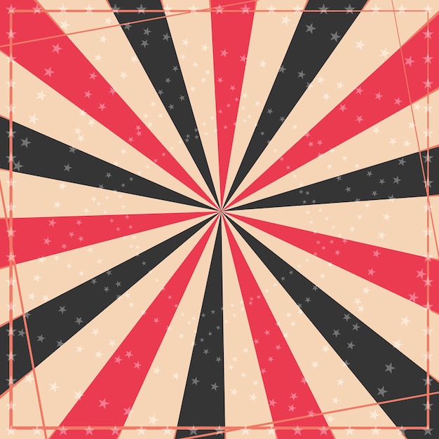 Vector sunlight retro circus template red black brown color burst background