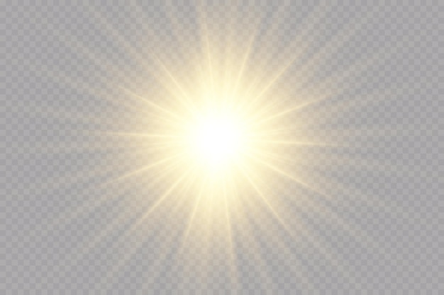 Sunlight on a transparent background glow light effects star flashed sequins sun glare