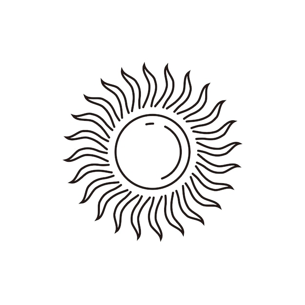 햇빛 물결 모양의 광택 태양 폭발 로고 디자인